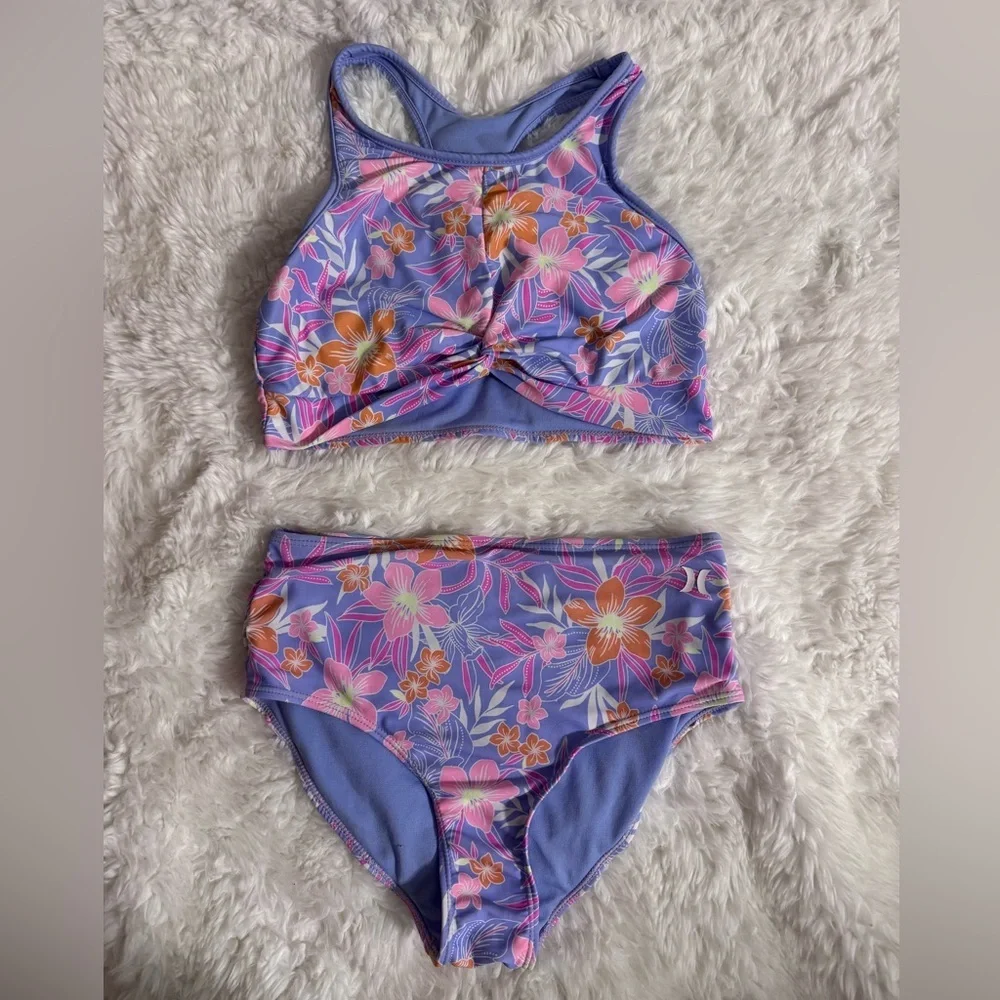 Hurley Kids Floral Bikini Swimwear Set Size Large